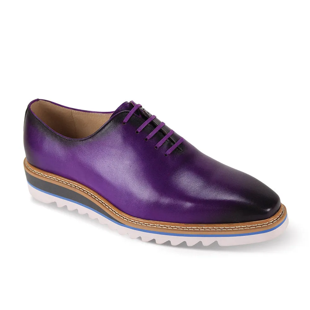 Giovanni Purple Men's Oxford Lace-up Leather Shoes Rubber Sole -RUBEN