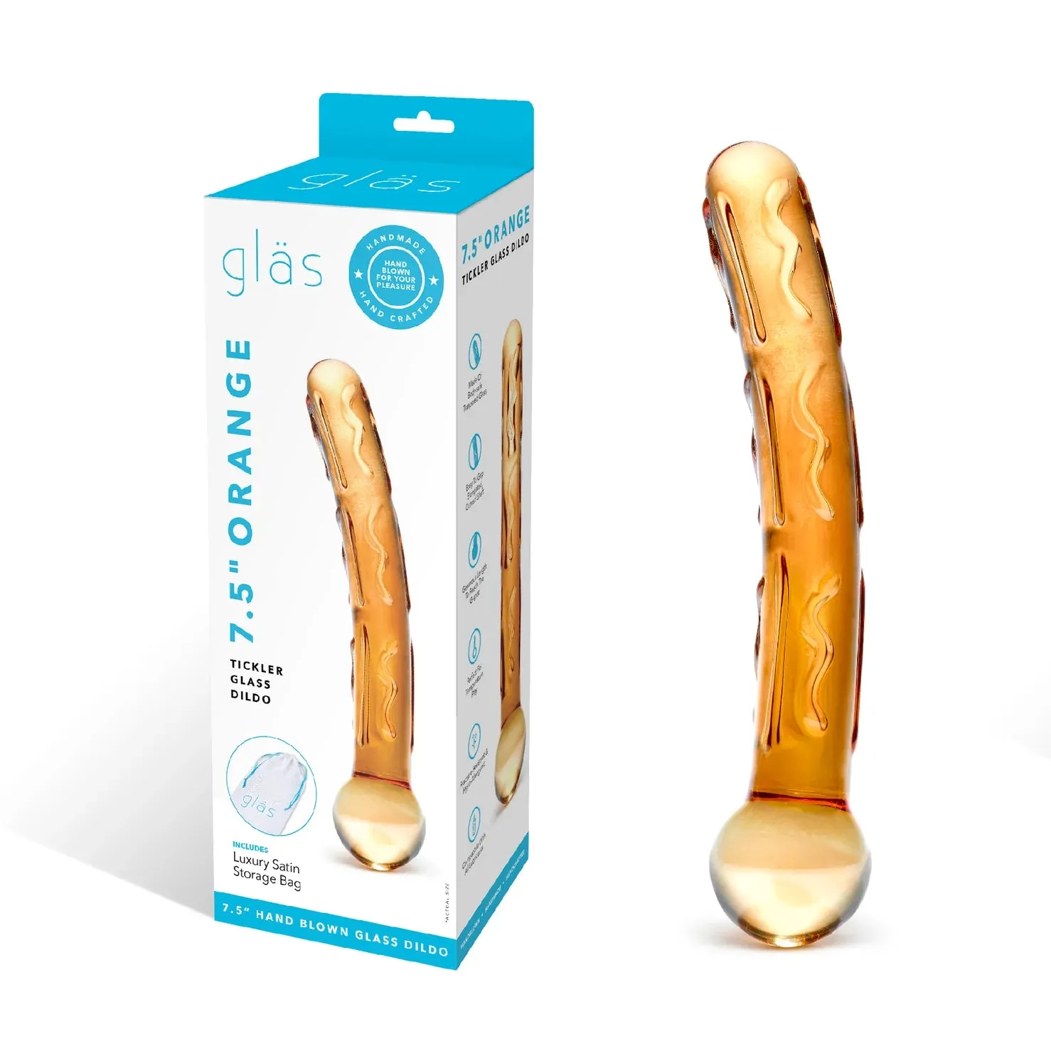 Gläs 7.5" Orange Tickler Glass Dildo