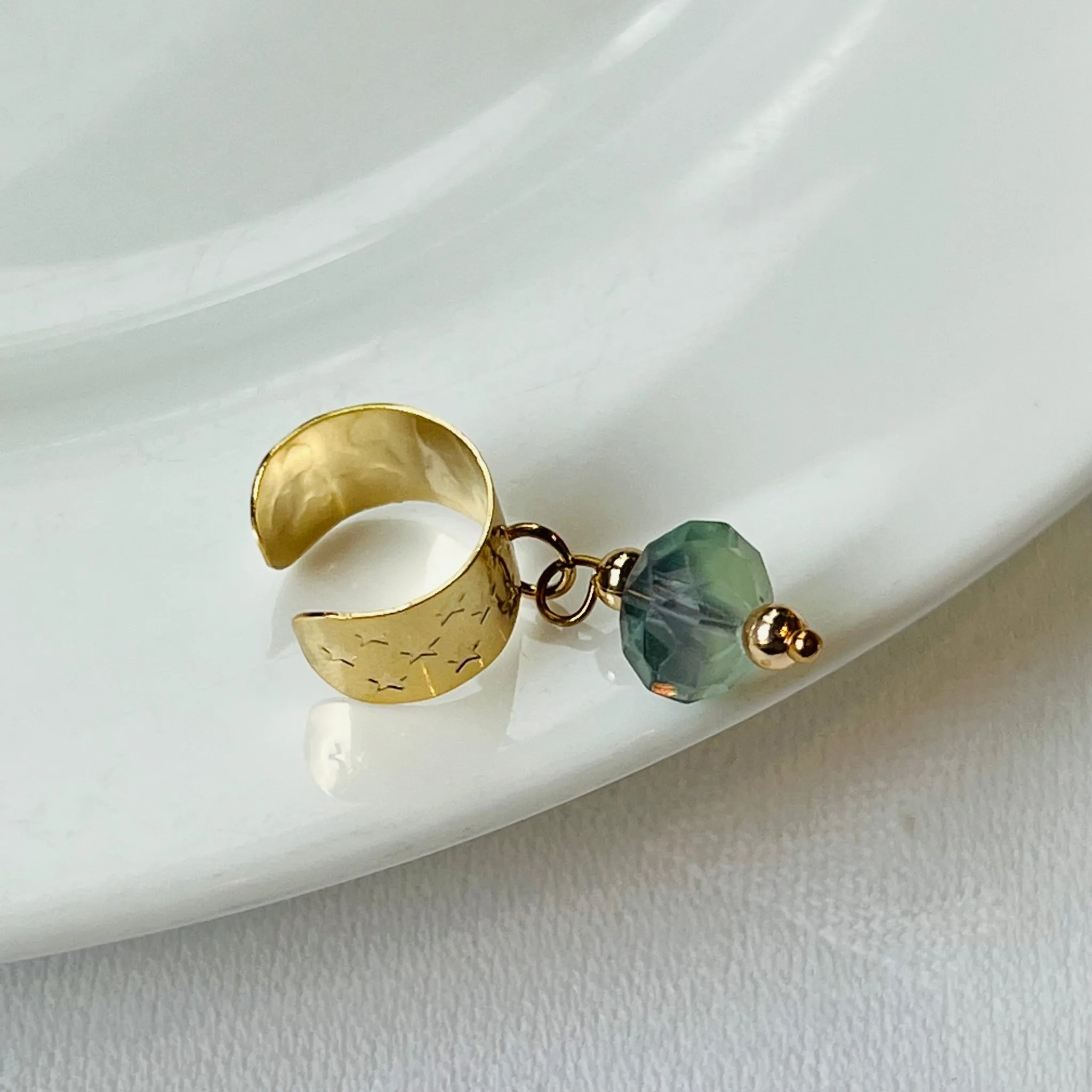 Green Fluorite Ear Cuff