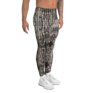 Green Snakeskin Print Men's Leggings, Snake Reptile Print Meggings Tights-Made in USA/EU