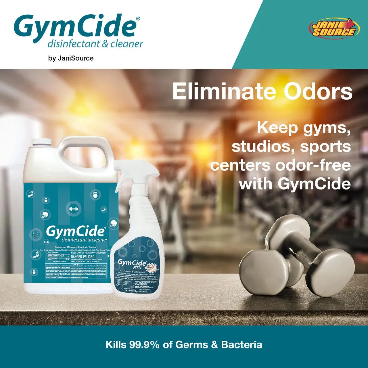 GymCide Ready-To-Use Sport Disinfectant & Cleaner, Quart