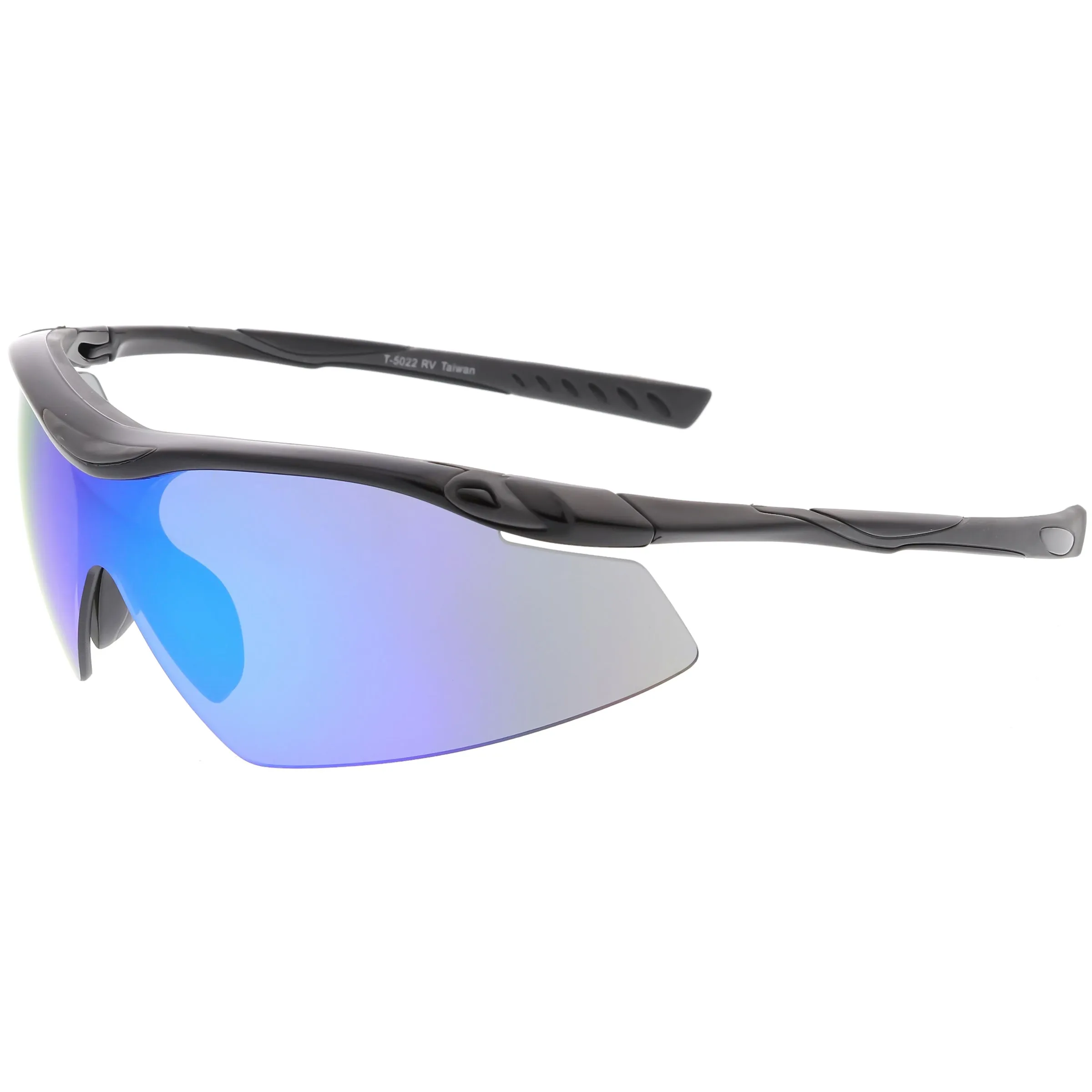 Half Frame Performance Sports Wrap Mirrored Lens Sunglasses C795