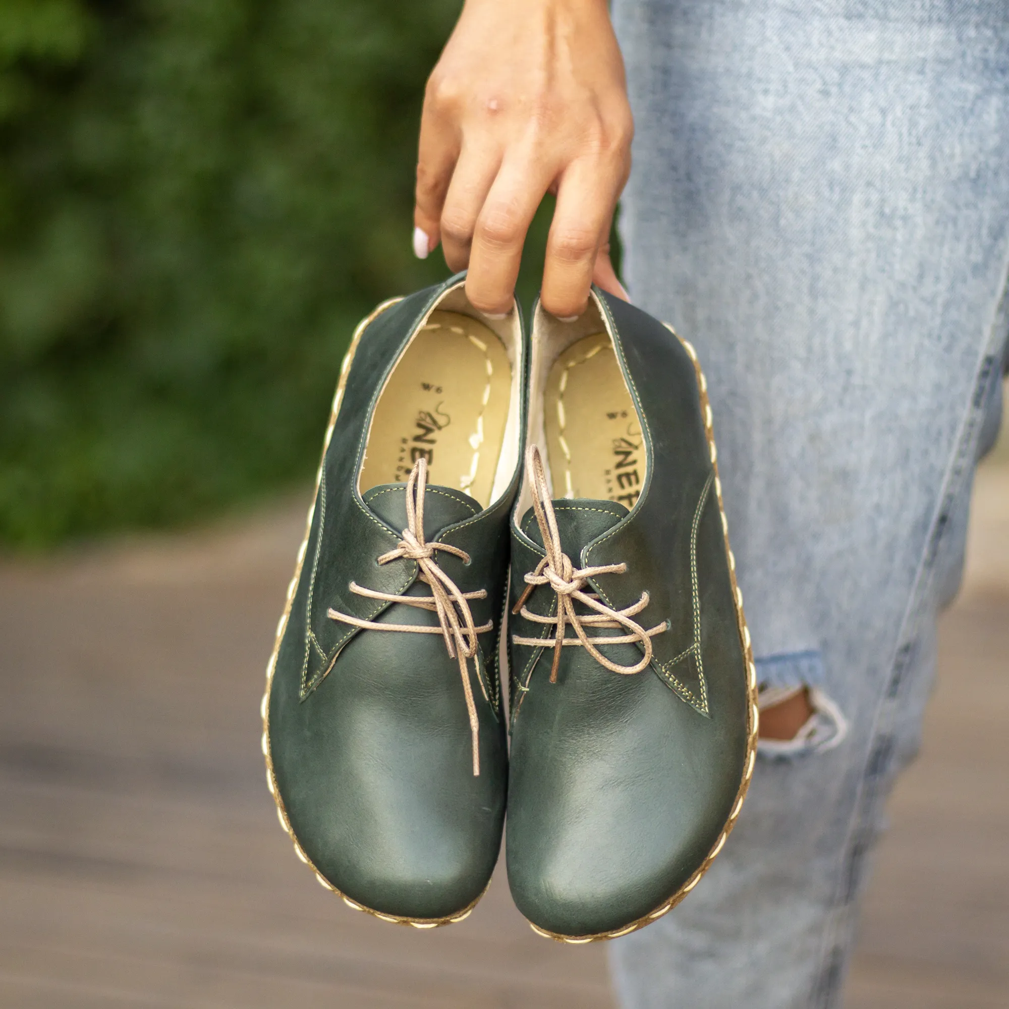 Handmade Toledo Green Earthing Shoes with Copper for Women