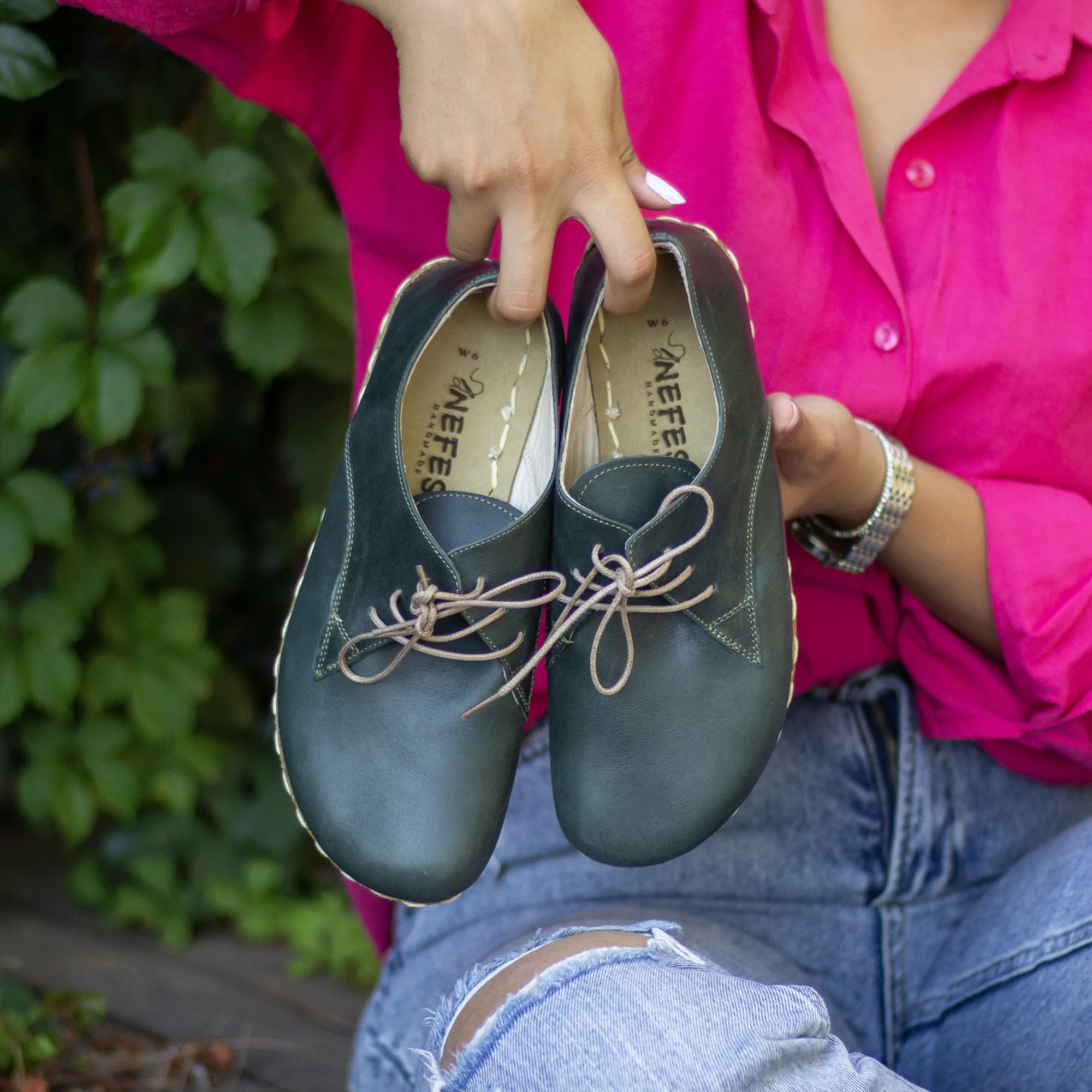 Handmade Toledo Green Earthing Shoes with Copper for Women