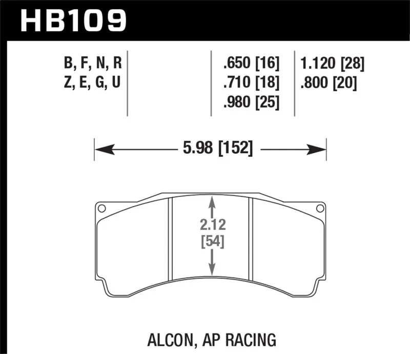 Hawk DTC-60 Race Brake Pads - AP Racing Alcon - HB109G.980