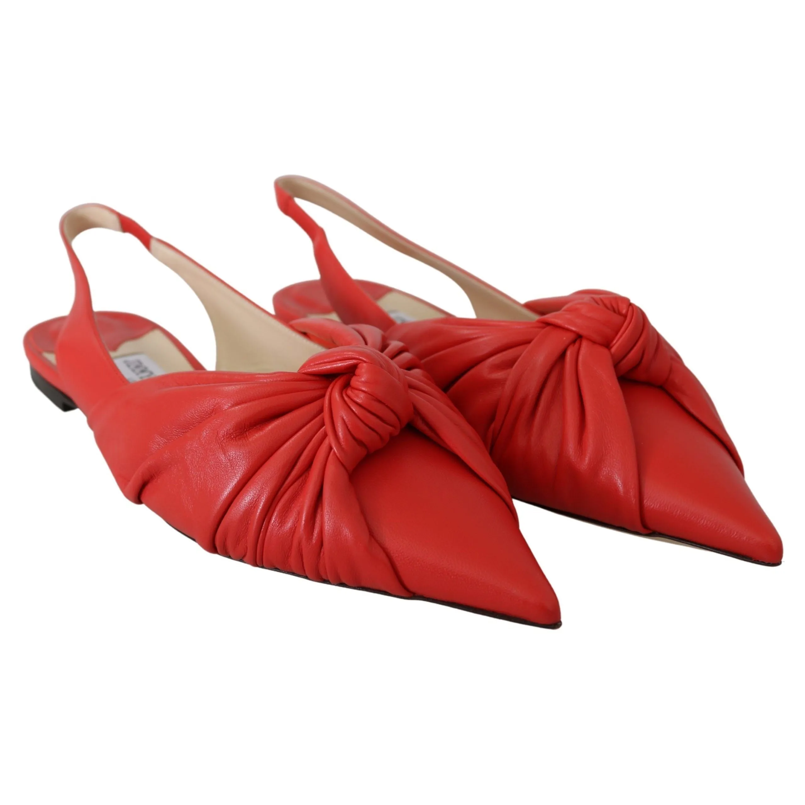 Jimmy Choo Chic Red Pointed Toe Leather Flats