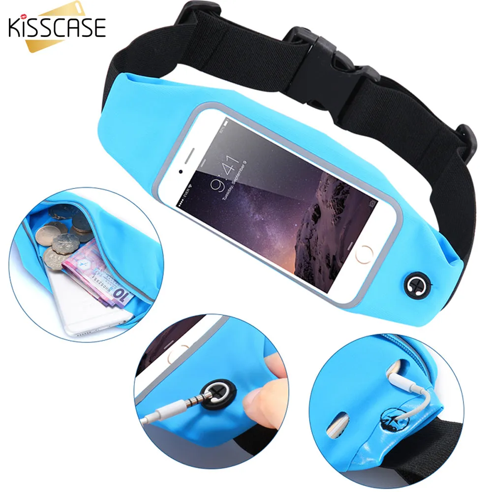 KISSCASE 4.7 inch Waterproof Sports Running Waist Pocket Belt Case For iPhone 7 4S 5S SE 6 6S For Samsung A3 2016 J1 Cover Bag