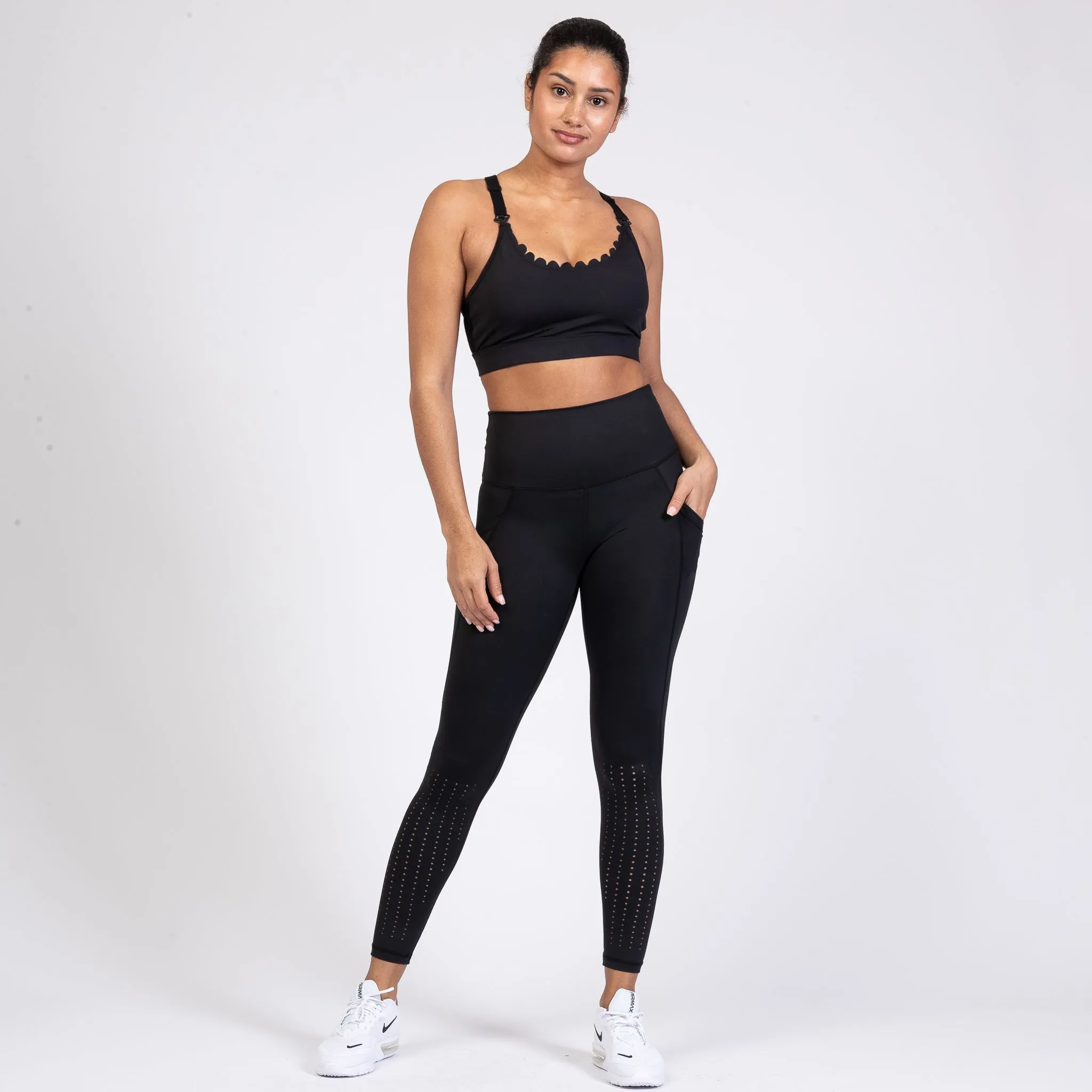 Lucie - HIIT Scalloped High Impact Nursing Sports Bra (Noir)