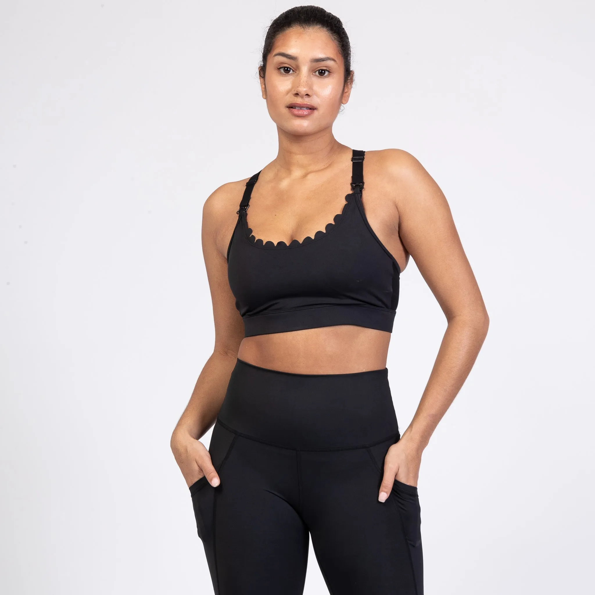 Lucie - HIIT Scalloped High Impact Nursing Sports Bra (Noir)