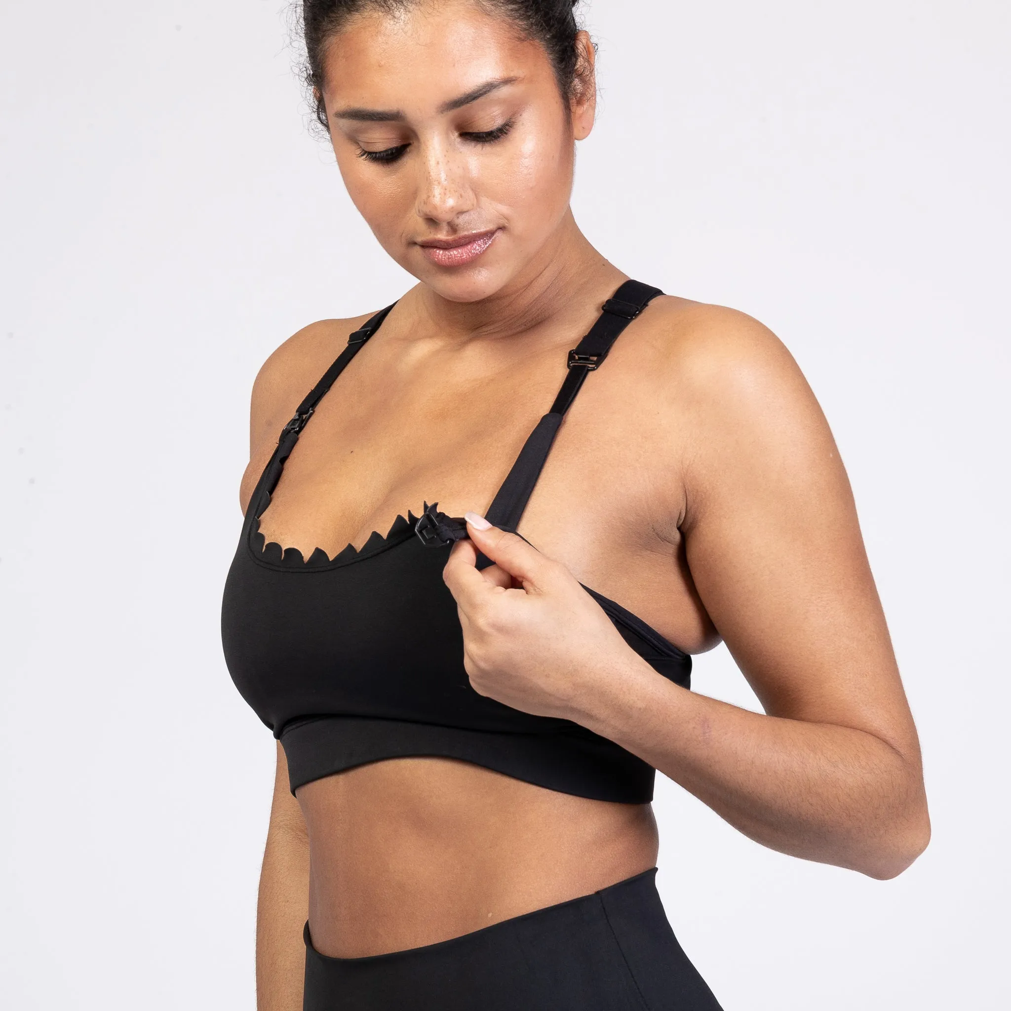 Lucie - HIIT Scalloped High Impact Nursing Sports Bra (Noir)