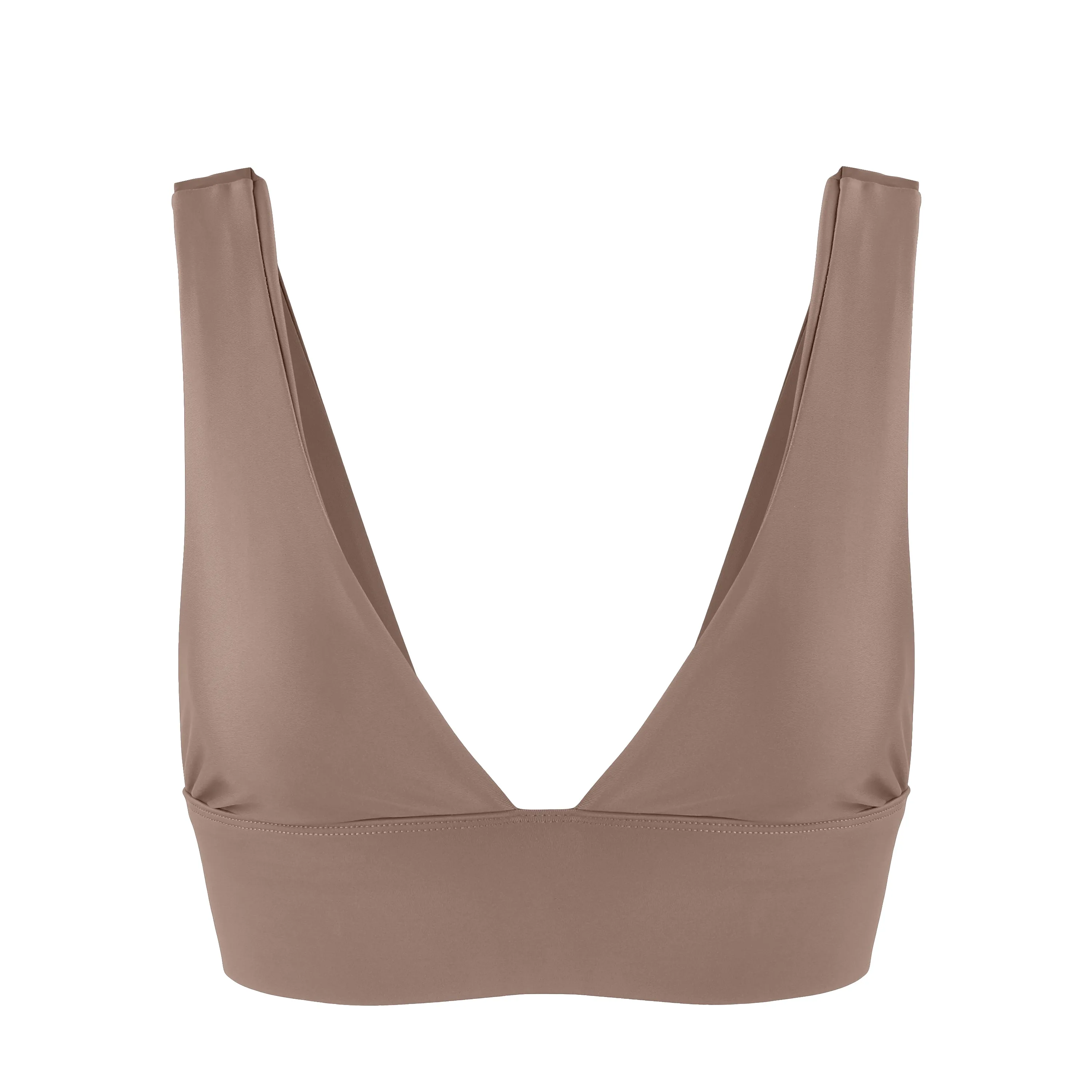 Lykke Deep Plunge Sports Bra | Recycled Nylon | Sand