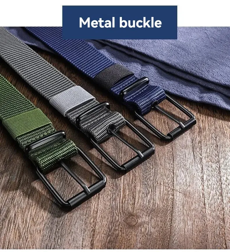 Men's Belt Porous Canvas Pin Buckle Leather Belt Outdoor Sports Belt Women's Trendy Eyelet Belt With Jeans Belt For Men Women