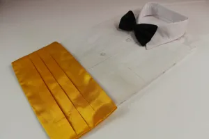 Mens Warm Yellow Cummerbund & Black Bow Tie Set