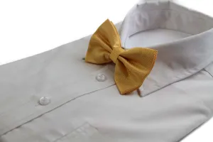 Mens Warm Yellow Plain Coloured Checkered Bow Tie