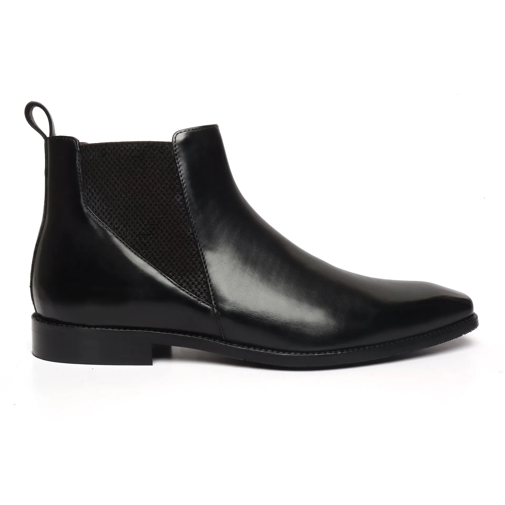 New shape Black Leather Chelsea Boot by Brune & Bareskin with a Stylish Sharp Elastic Design