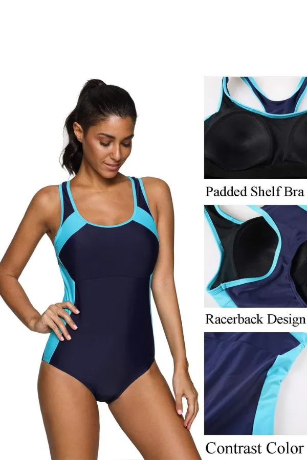 One Piece Athletic Lap Swimming Competition Racing Swimsuit