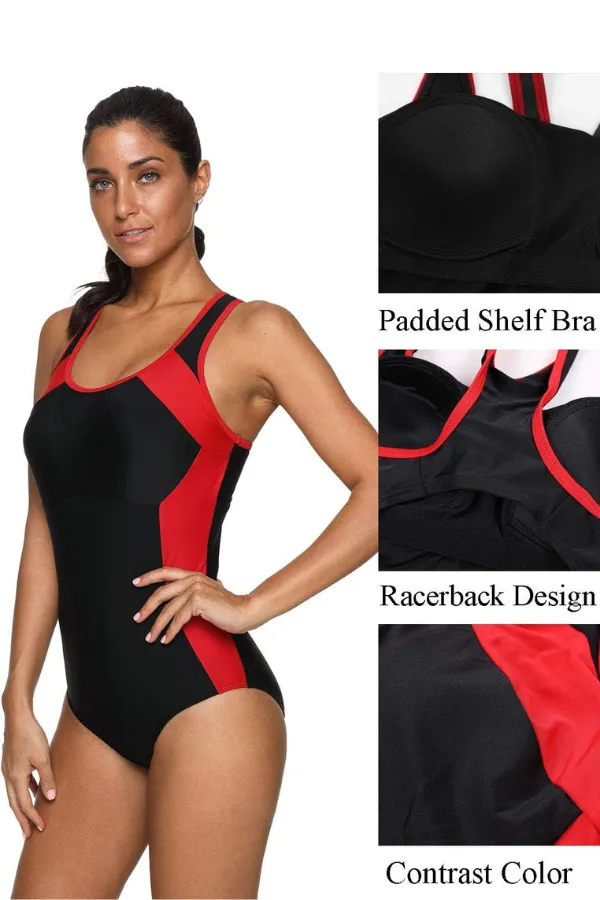 One Piece Athletic Lap Swimming Competition Racing Swimsuit