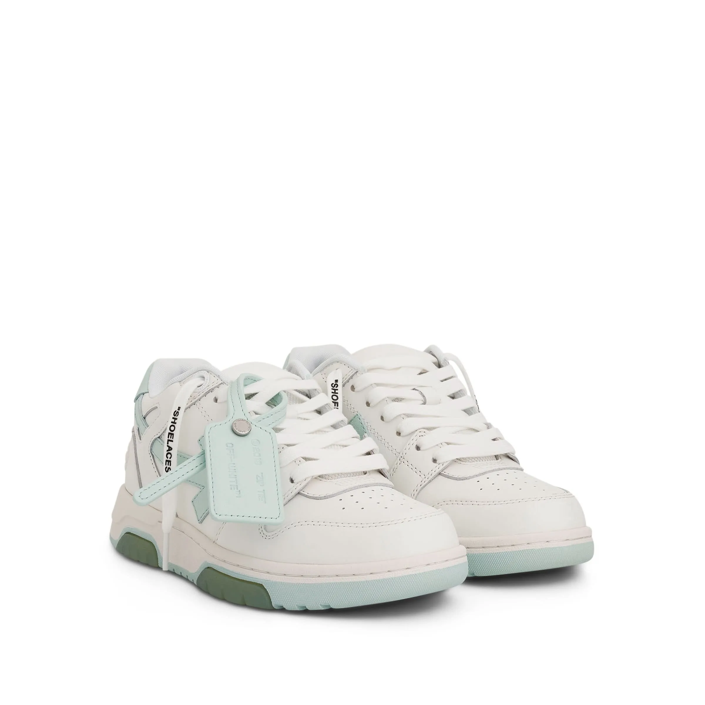 Out Of Office Calf Leather Sneaker in White/Mint