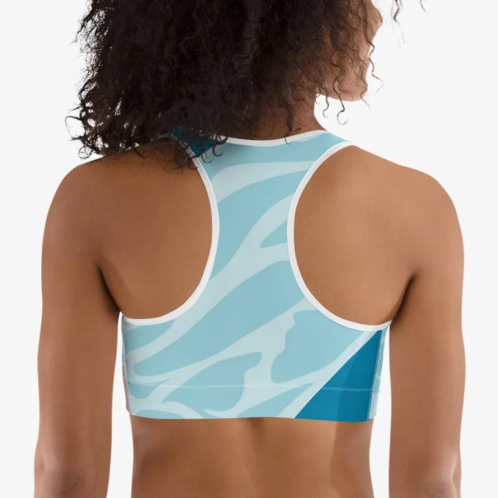 Patterned Sports Bra "Flamingo" Azure/Pink