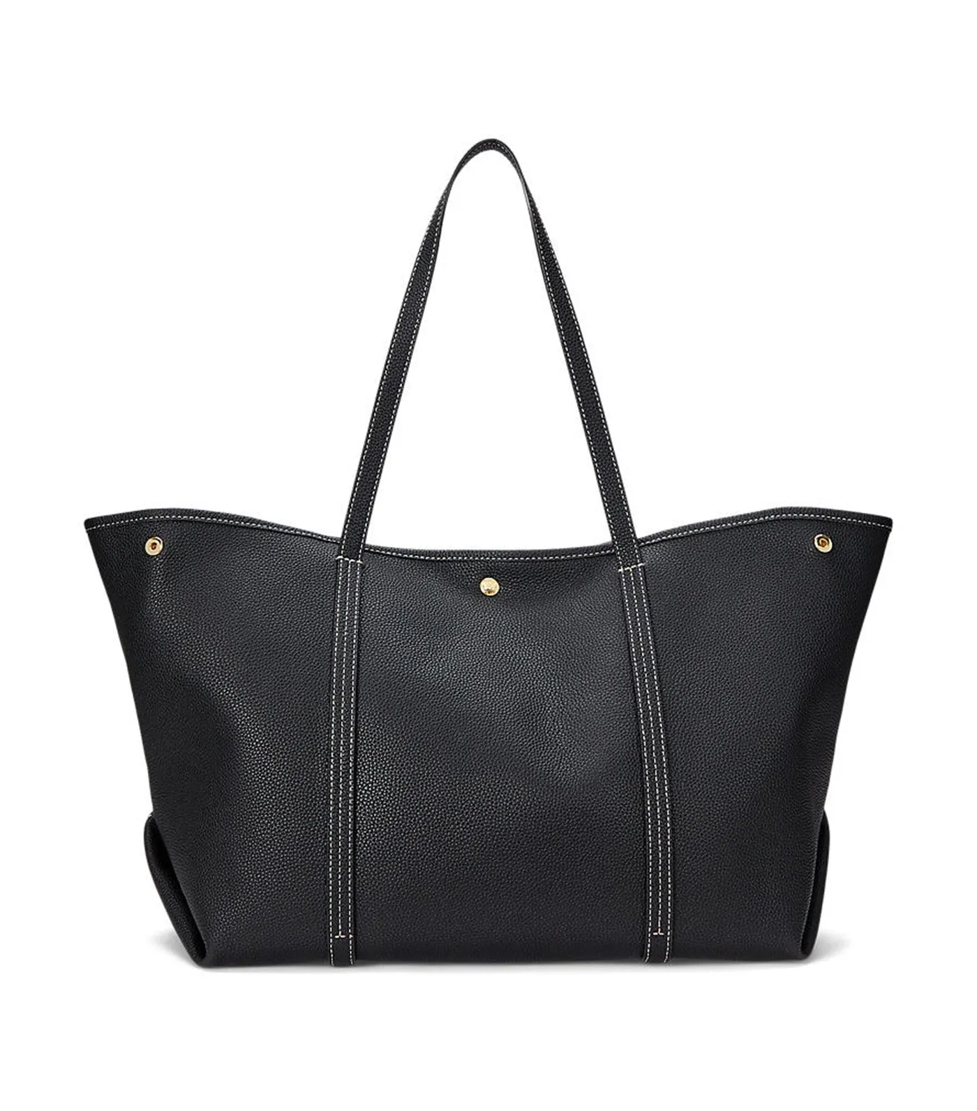 Pebbled Leather Large Emerie Tote Bag Black