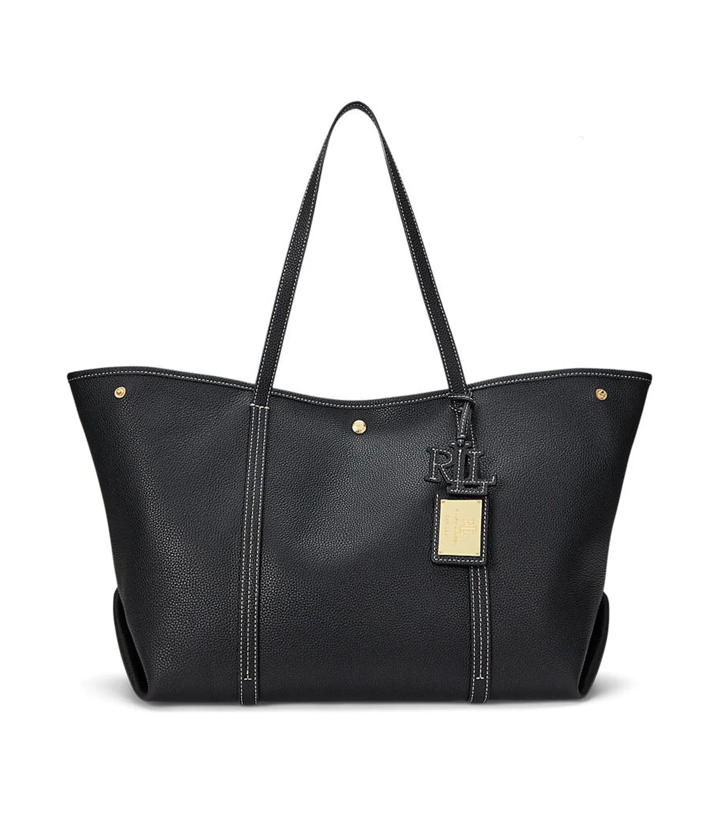 Pebbled Leather Large Emerie Tote Bag Black