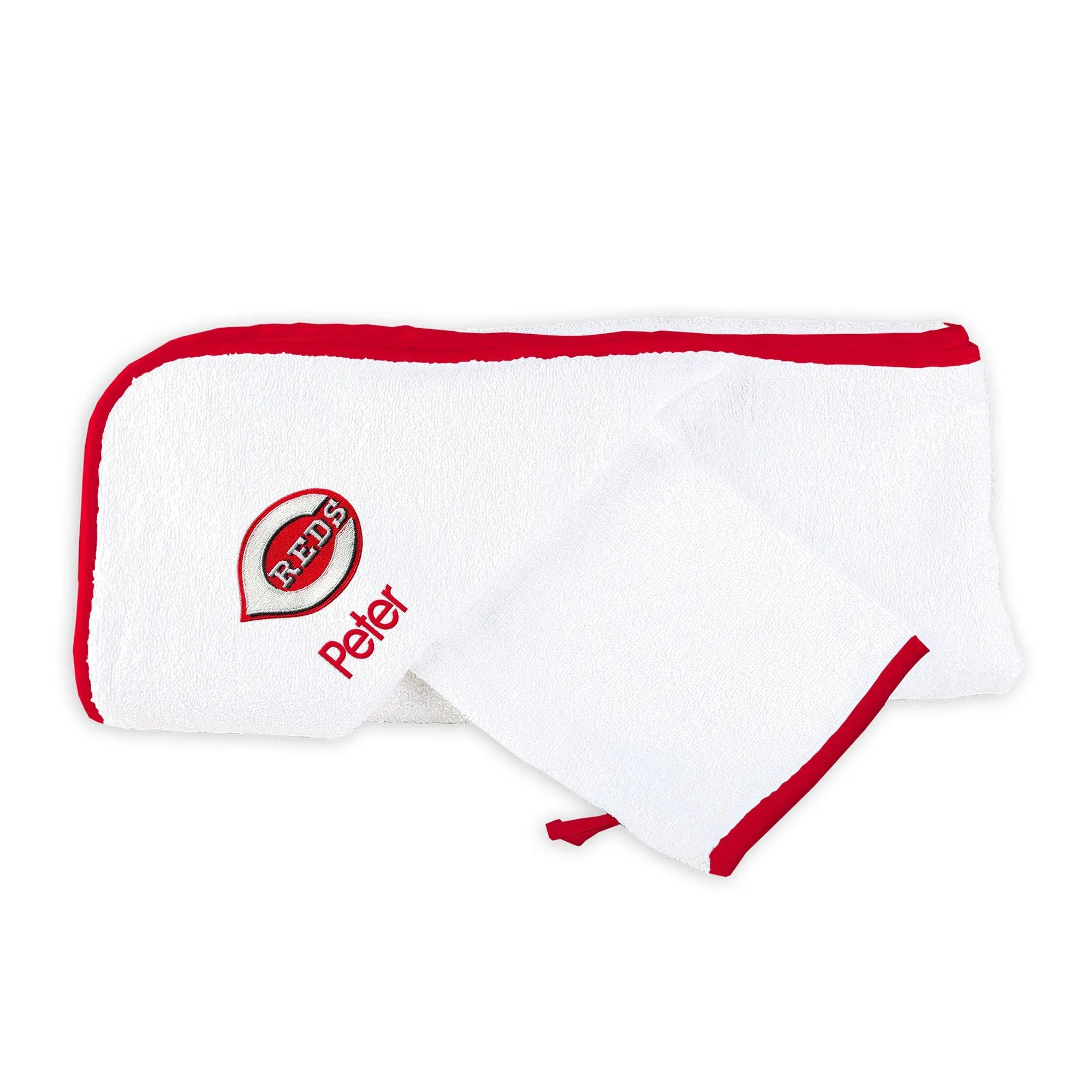 Personalized Cincinnati Reds Hooded Towel & Wash Mitt Set