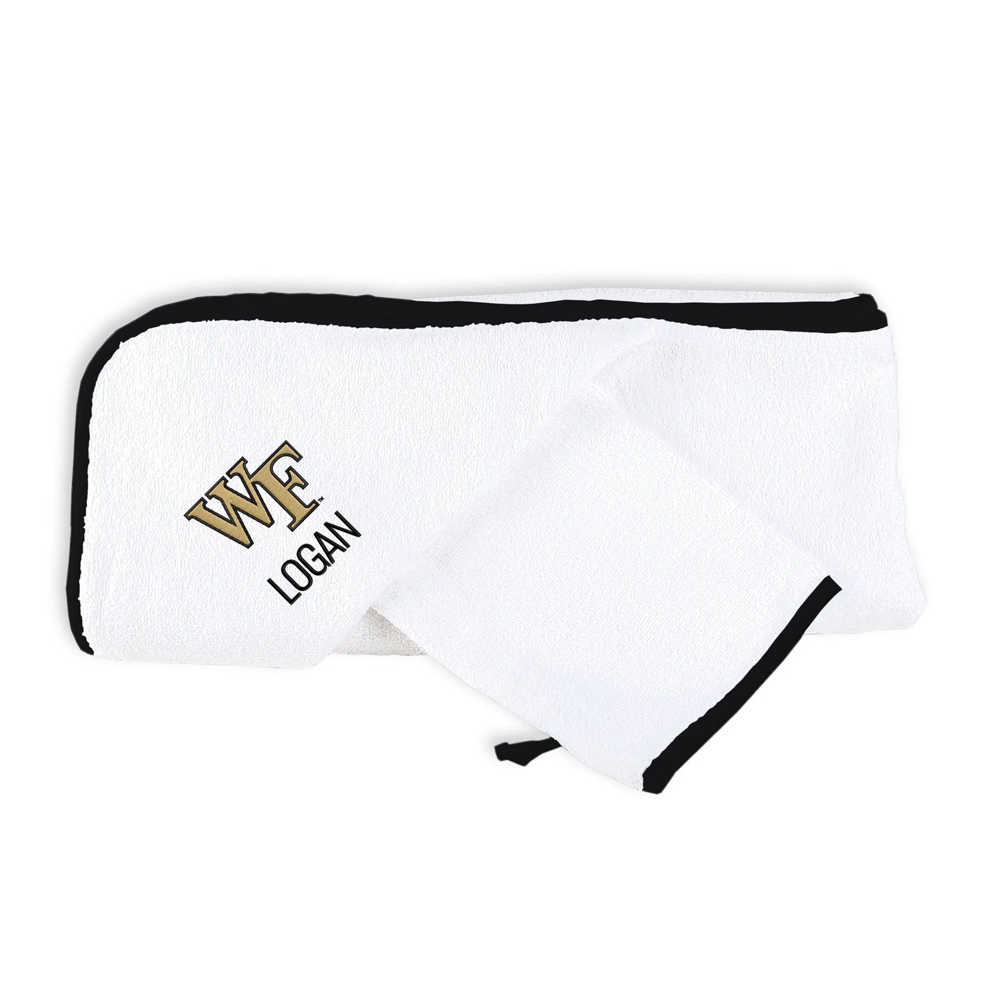 Personalized Wake Forest Demon Deacons Hooded Towel & Wash Mitt Set