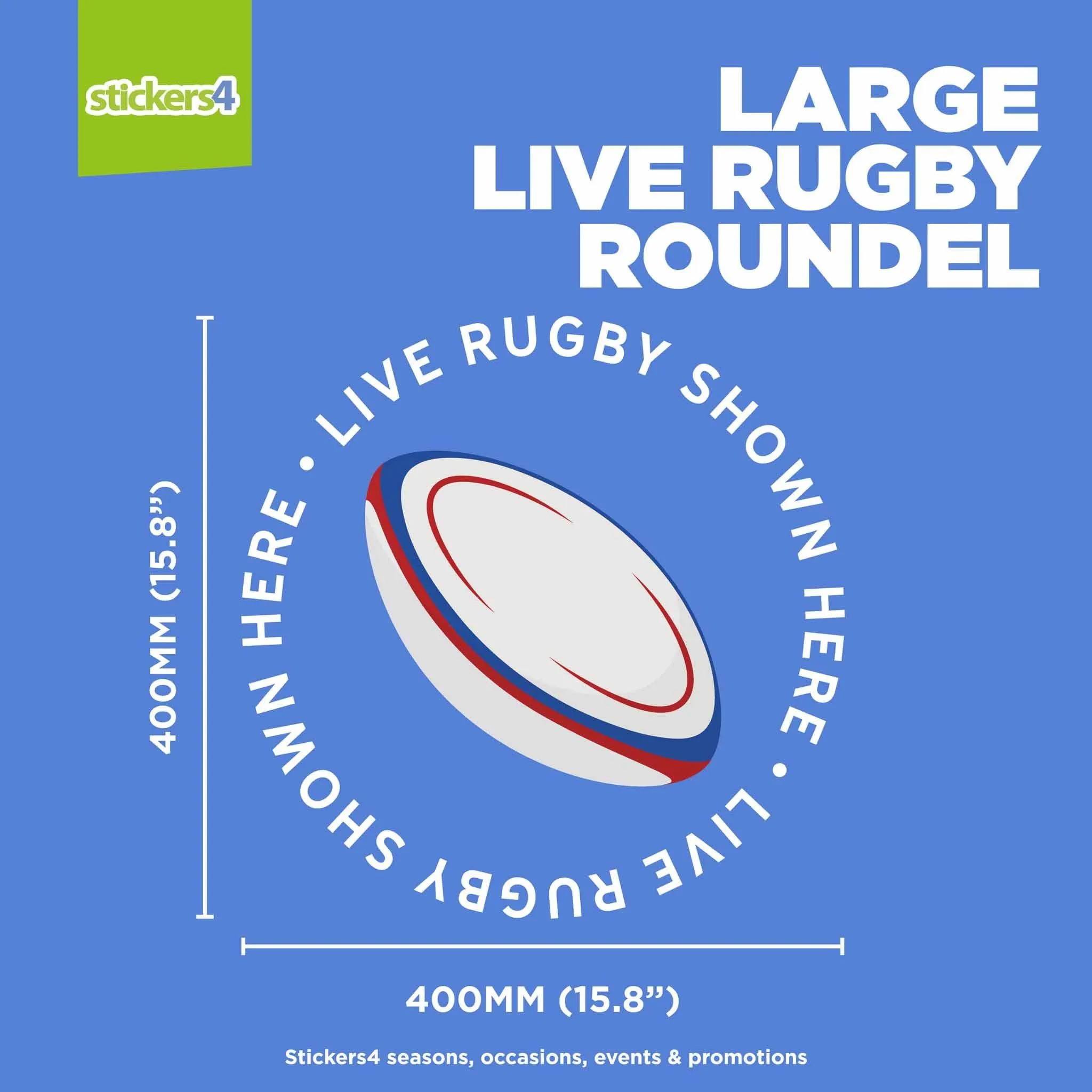 "Live Rugby Shown Here" Roundel Window Sticker