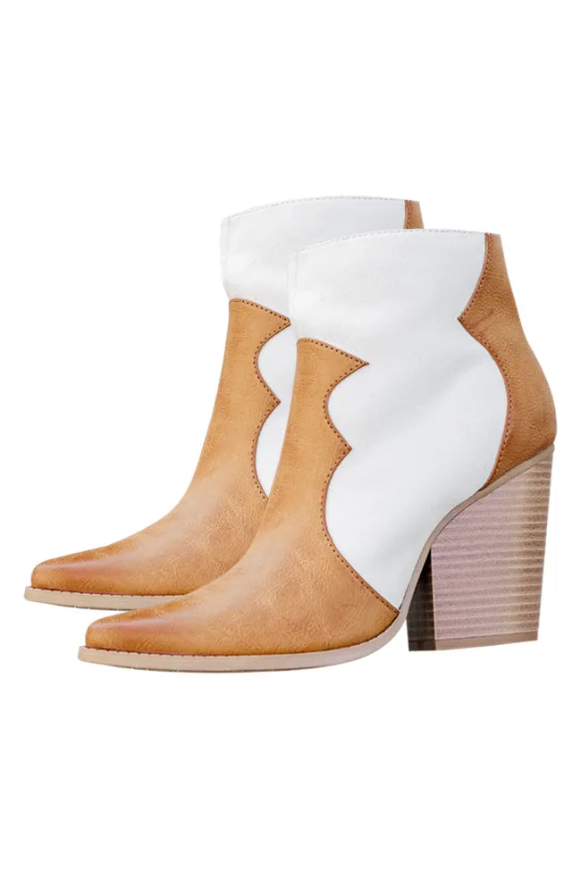 Riley Nude And Camel Western Booties FINAL SALE