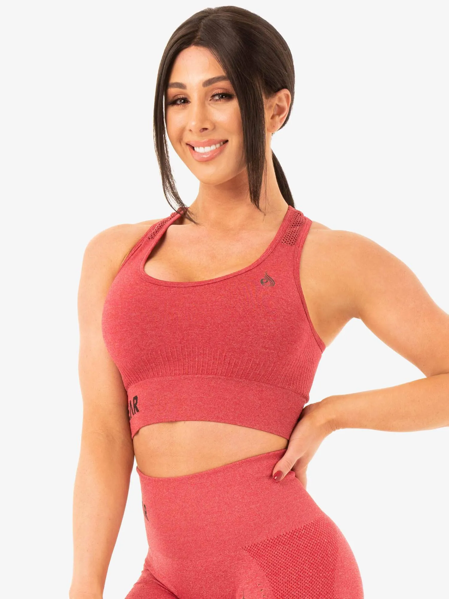 Seamless Staples Sports Bra - Cherry Red Marl