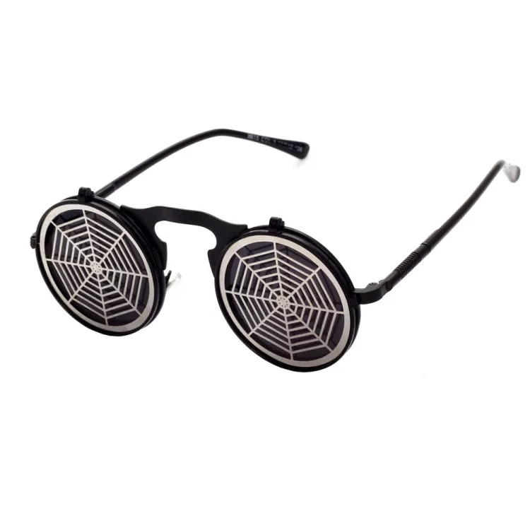 Steampunk Sunglasses Round Metal Flip Up Glasses For Men and Women, Style: Net C17