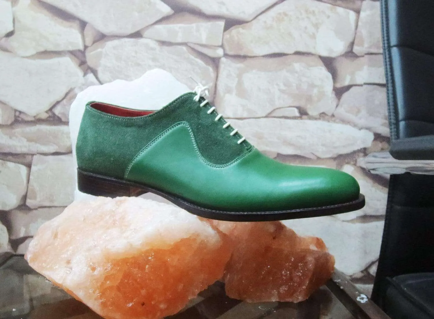 Suede Leather Derby Formal Shoes, Green Lace Up Shoes