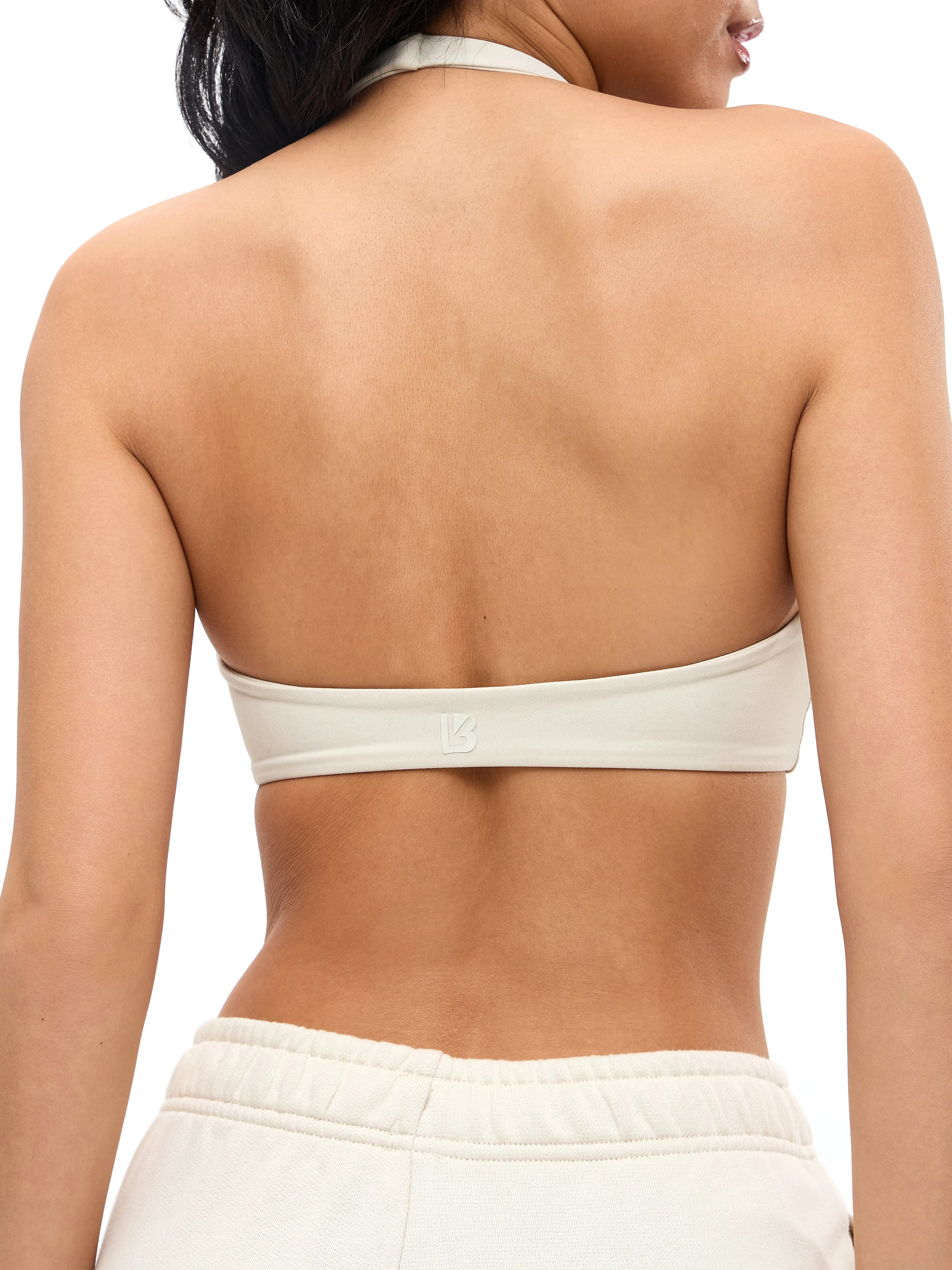 Twisted Halter Sports Bra - Bone