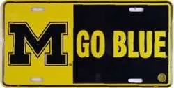 University of Michigan Go Blue Embossed Metal License Plate