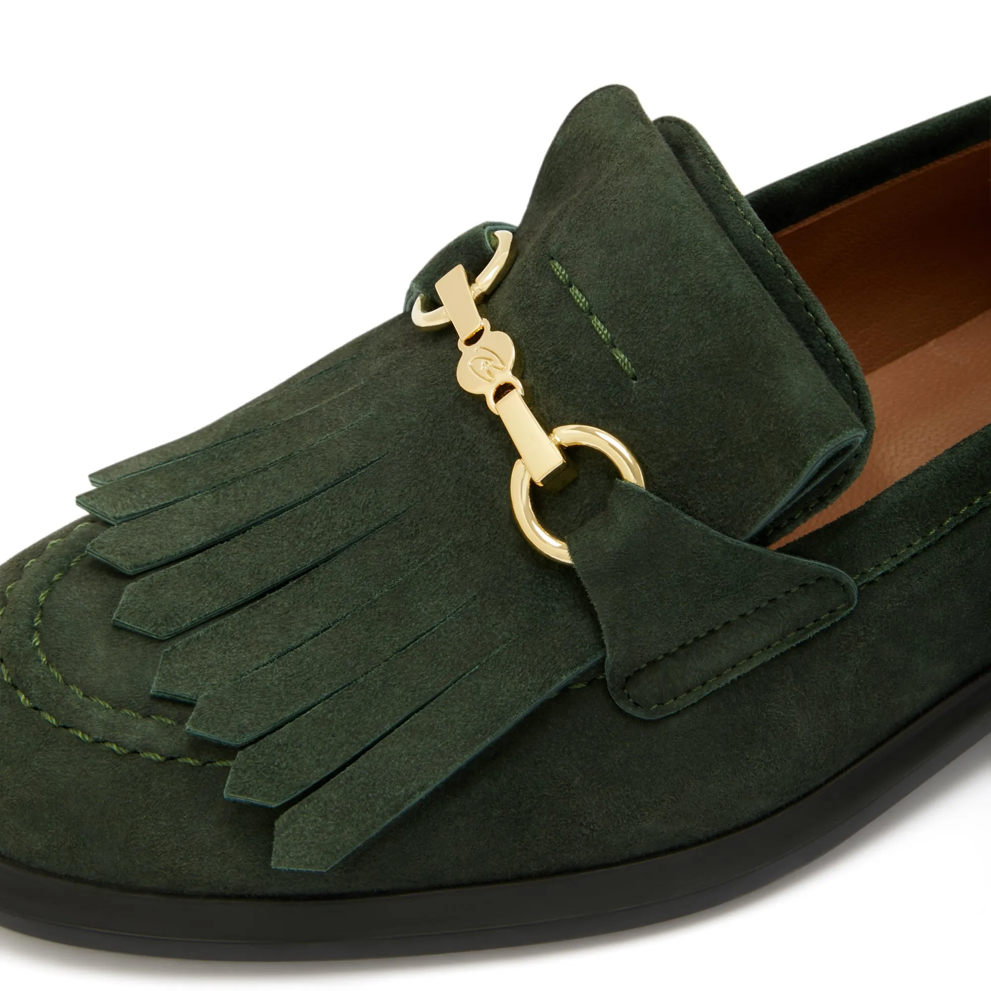 Vendôme Lave dark green suede loafers