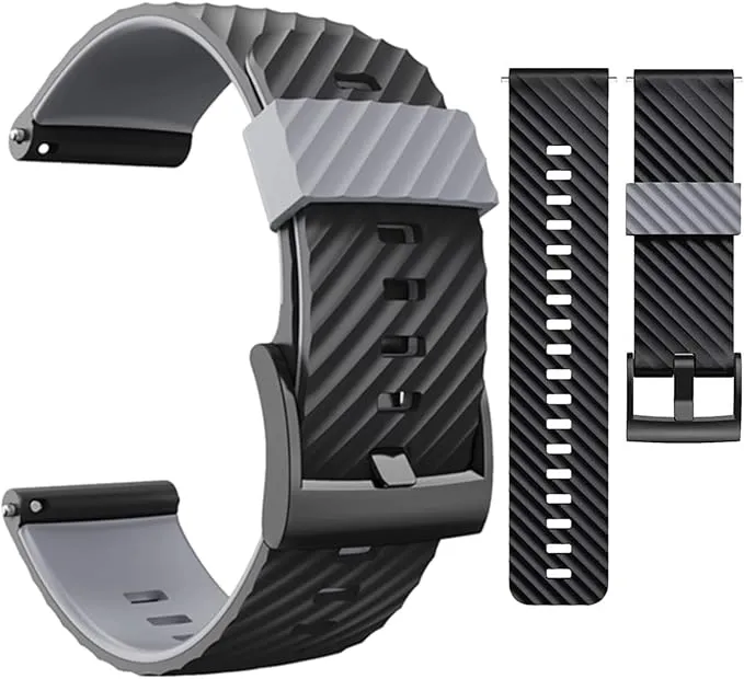 Wearable4U Suunto 7 / Suunto 9 Soft Silicone Wristband Strap 24mm QuickFix (Black)