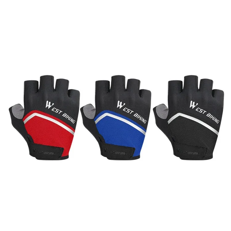 WEST BIKING YP0211222 Bicycle Riding Shock-Absorbing Half-Finger Gloves, Size: L(Black)