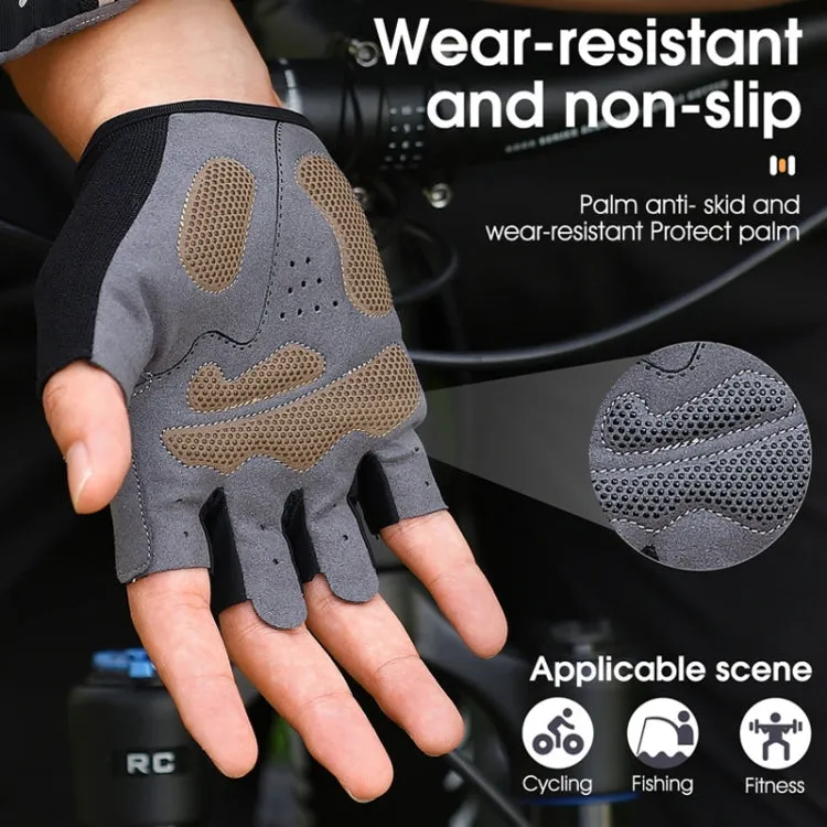 WEST BIKING YP0211222 Bicycle Riding Shock-Absorbing Half-Finger Gloves, Size: L(Black)