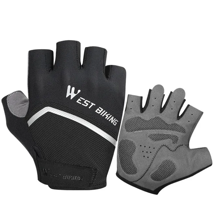 WEST BIKING YP0211222 Bicycle Riding Shock-Absorbing Half-Finger Gloves, Size: L(Black)