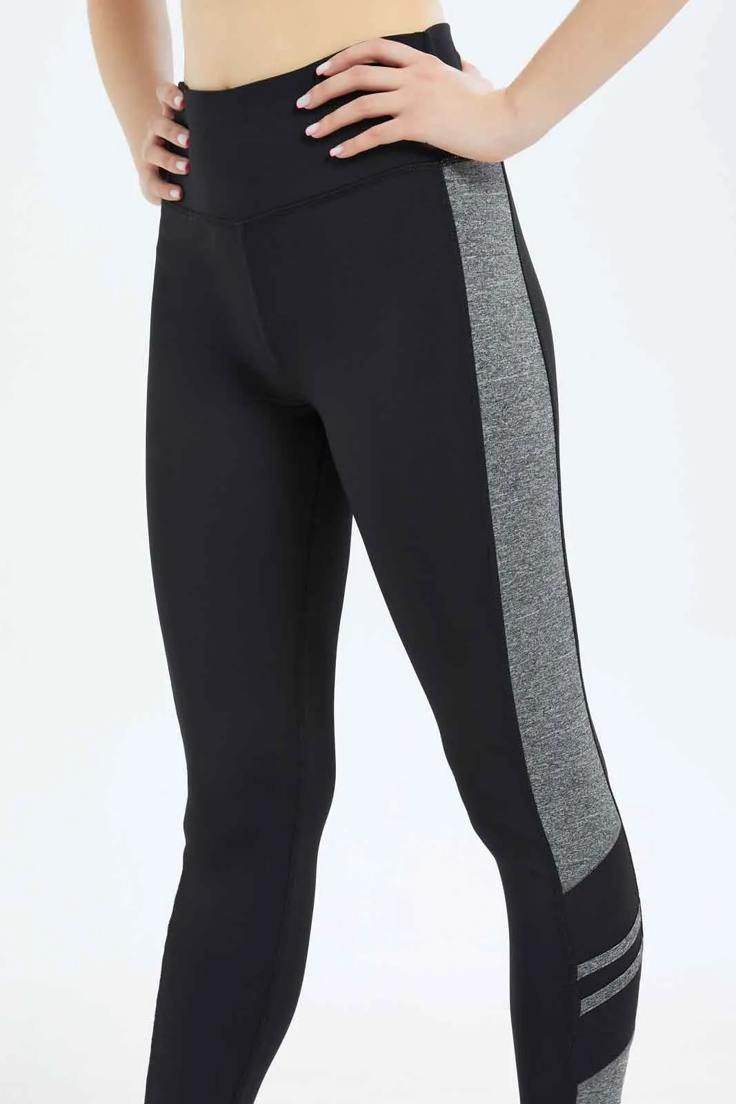 Women Black And Grey Active Pant