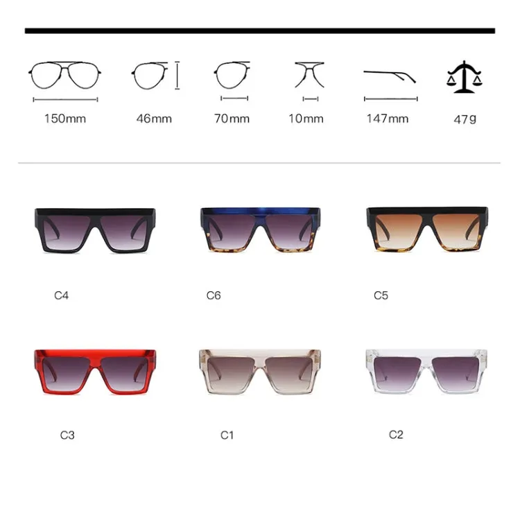 Women Oversized Square Frame Sunglasses Gradient Shades Sun Glasses(C3)