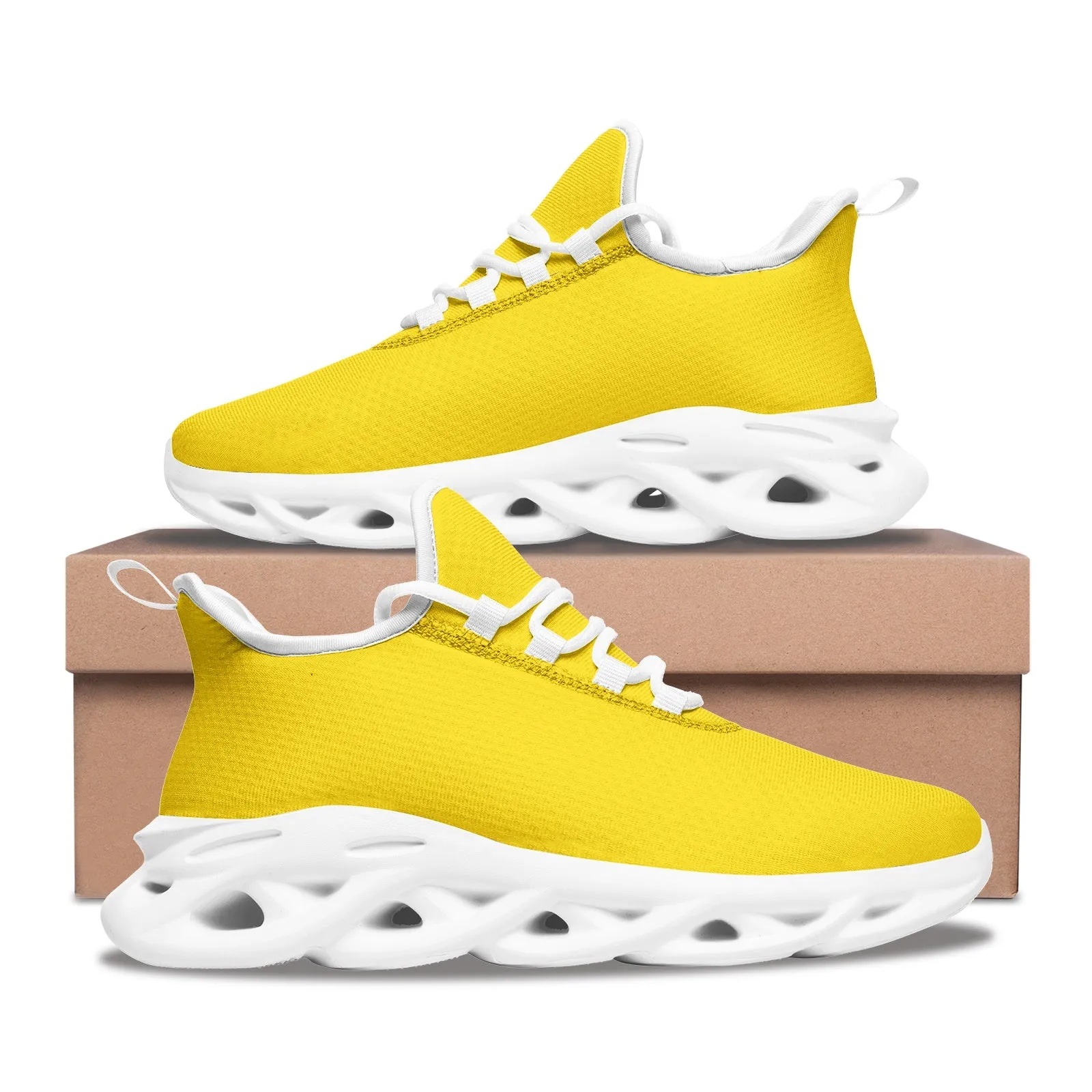 Yellow Cadmium Unisex Bounce Mesh Knit Sneakers